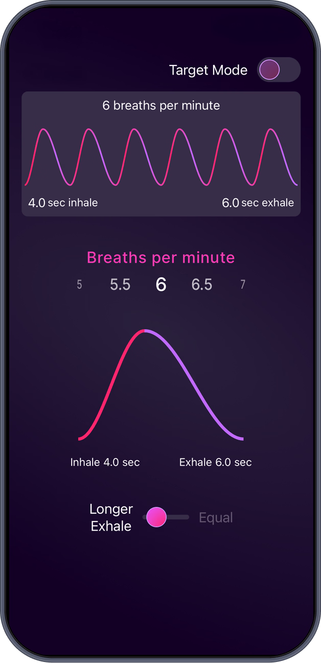 Allos app breath settings screen